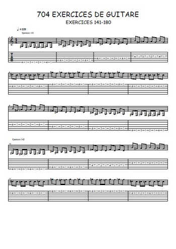 Exercices de guitare 141-180 Partitions gratuites